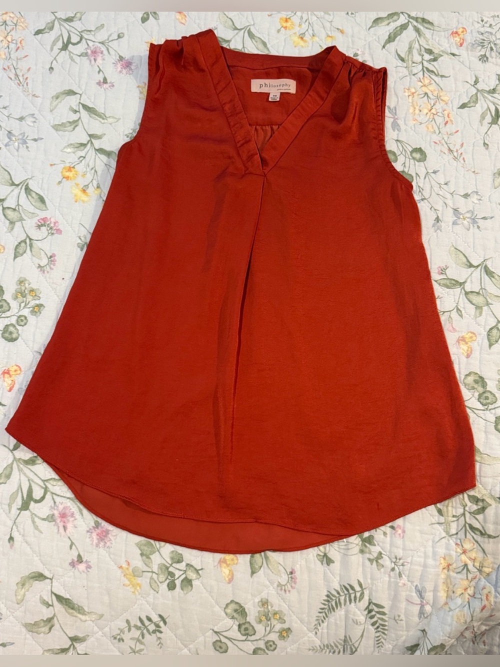 Philosophy Burnt Orange Sleeveless V-Neck Camisole XS Blouse Fall Transition